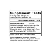 Da Cheng Qi Tang (Major Rhubarb Combination) (100 Capsules) - Supplement Facts