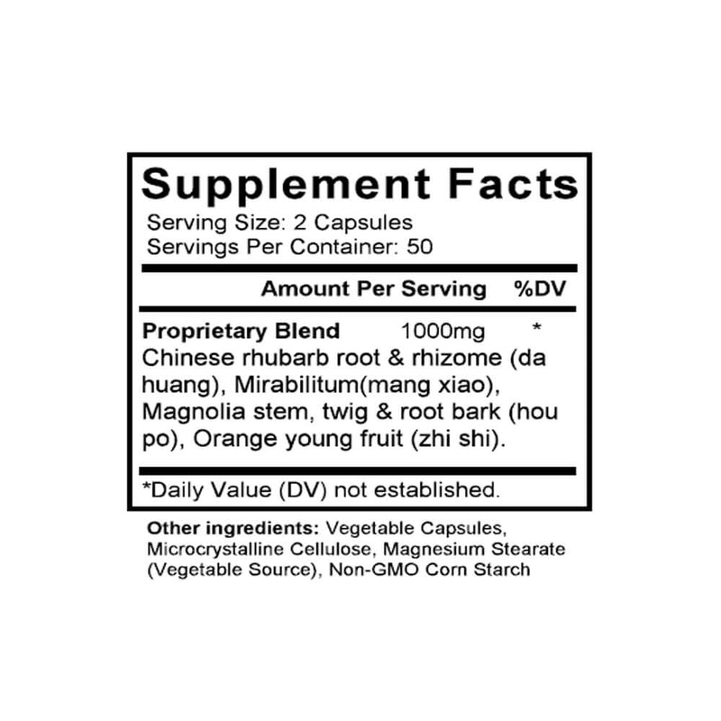 Da Cheng Qi Tang (Major Rhubarb Combination) (100 Capsules) - Supplement Facts