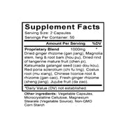 Hou Pu Wen Zhong Tang (Magnolia & Aucklandia Combination) (100 Capsules) - Supplement Facts