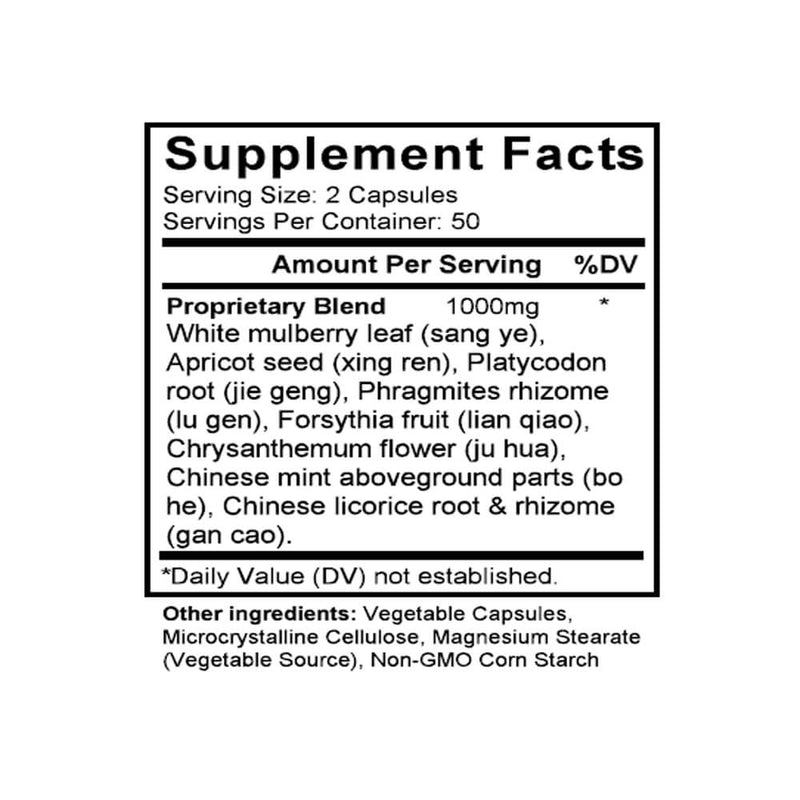Sang Ju Yin (Morus & Chrysanthemum Combination) (100 Capsules) - Supplement Facts