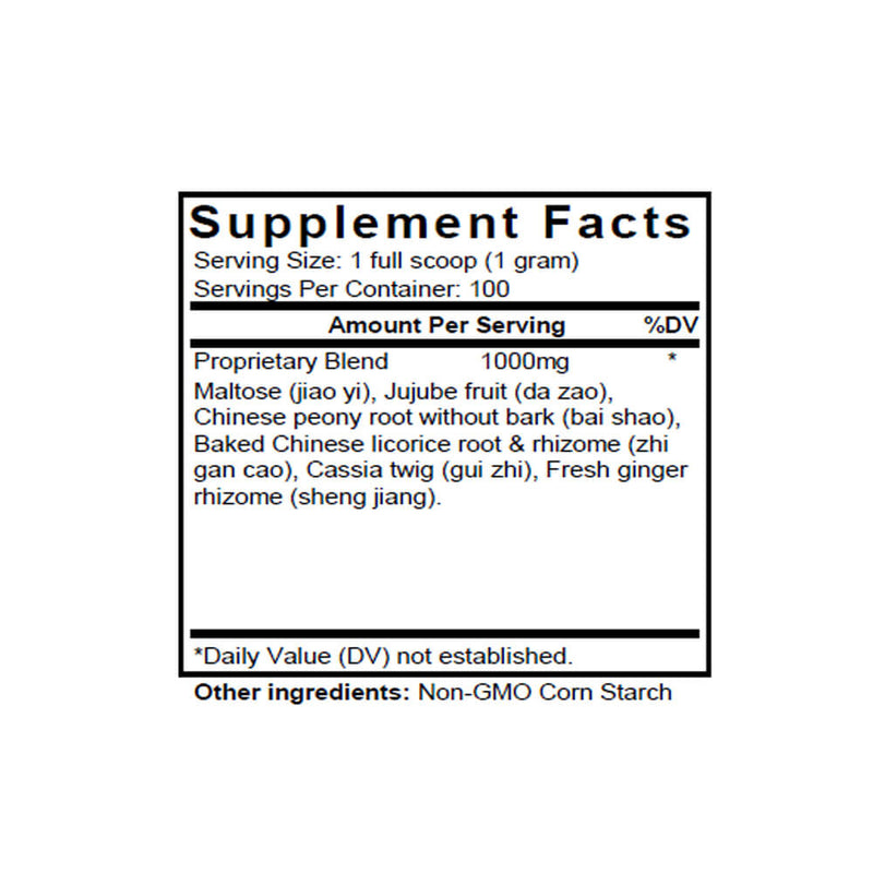 Xiao Jian Zhong Tang (Minor Cinnamon & Peony Combination) (100 Grams Granules) - Supplement Facts