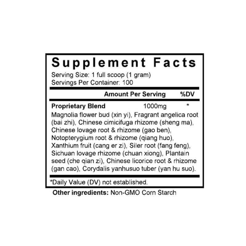 Xin Yi San (Bian Fang) (Magnolia Flower Formula) (100 Grams Granules) - Supplement Facts