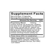 Xin Yi Qing Fei Tang (Magnolia Flower & Gypsum Formula) (100 Capsules) - Supplement Facts