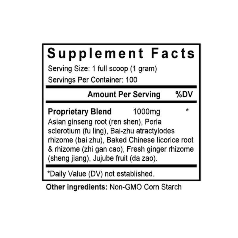 Si Jun Zi Tang (Major Four Herb Combination) (100 Grams Granules) - Supplement Facts