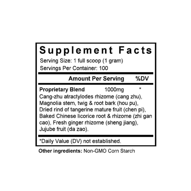 Ping Wei San (Magnolia & Ginger Formula) (100 Grams Granules) - Supplement Facts