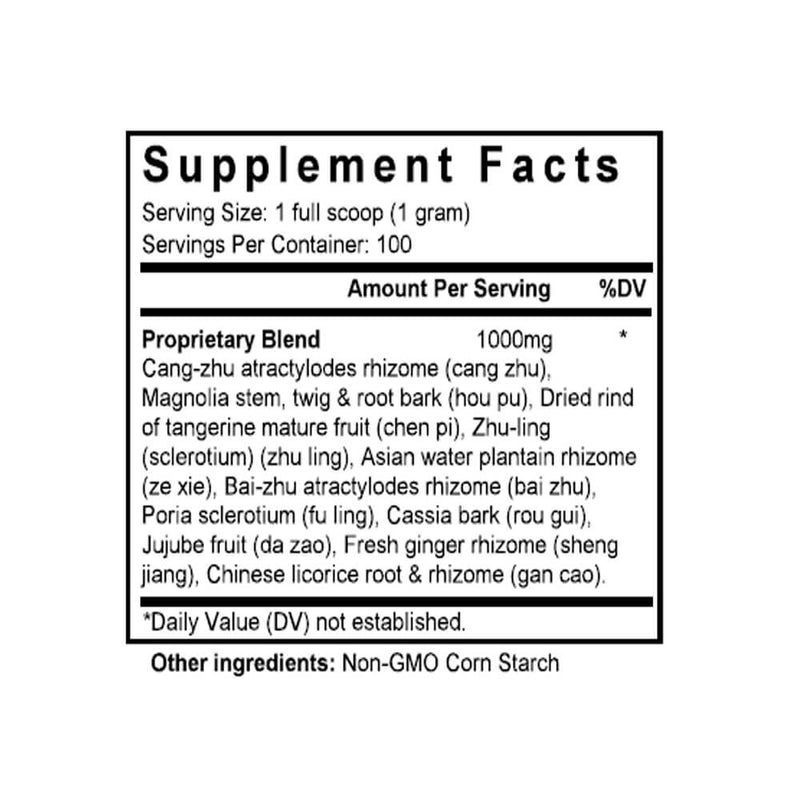 Wei Ling Tang (Magnolia & Hoelen Combination) (100 Grams Granules) - Supplement Facts