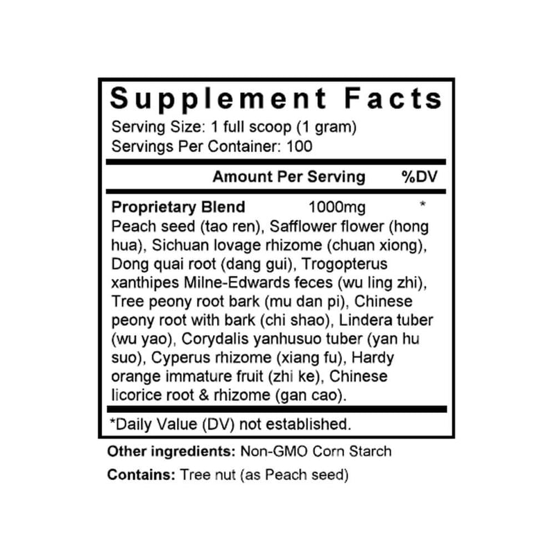 Ge Xia Zhu Yu Tang (Persica & Carthamus Combination) (100 Grams Granules) - Supplement Facts