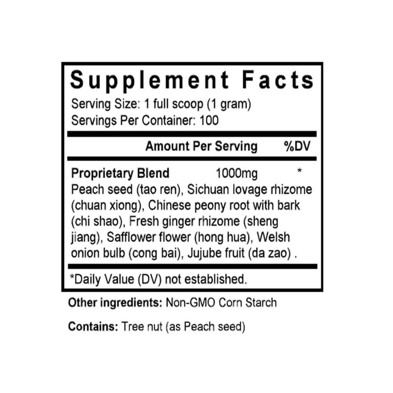 Tong Qiao Huo Xie Tang (Persica & Cnidium Combination) (100 Grams Granules) - Supplement Facts