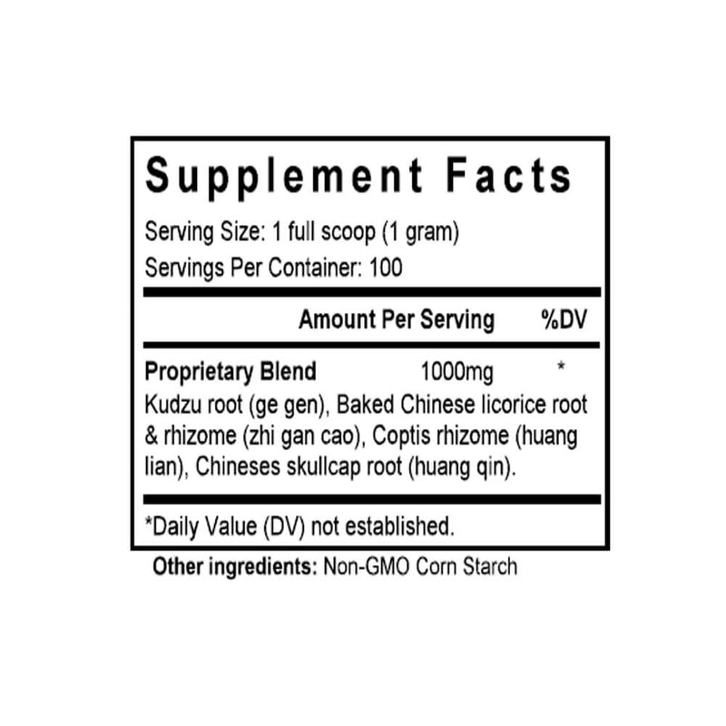 Ge Gen Huang Qin Huang Lian Tang (Pueraria, Coptis & Scute Combination) (100 Grams Granules) - Supplement Facts