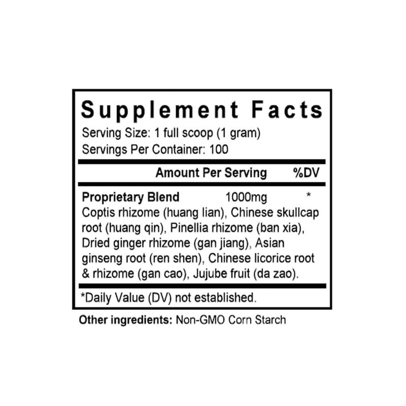 Gan Cao Xie Xin Tang (Pinellia & Licorice Combination) (100 Grams Granules) - Supplement Facts