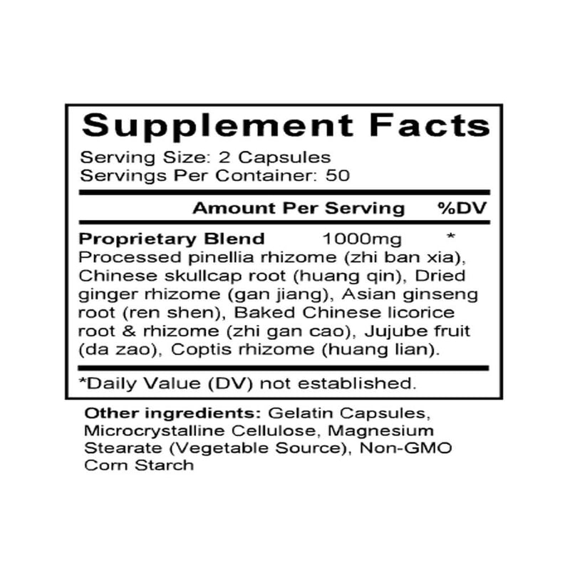 Ban Xia Xie Xin Tang (Pinellia Fruit Combination) (100 Capsules) - Supplement Facts