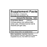 Shao Yao Gan Cao Tang (Peony & Licorice Combination) (100 Capsules) - Supplement Facts