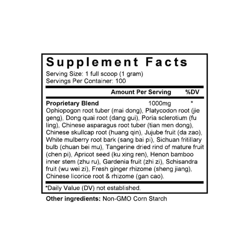 Qing Fei Tang (Platycodon & Fritillaria Combination) (100 Grams Granules) - Supplement Facts