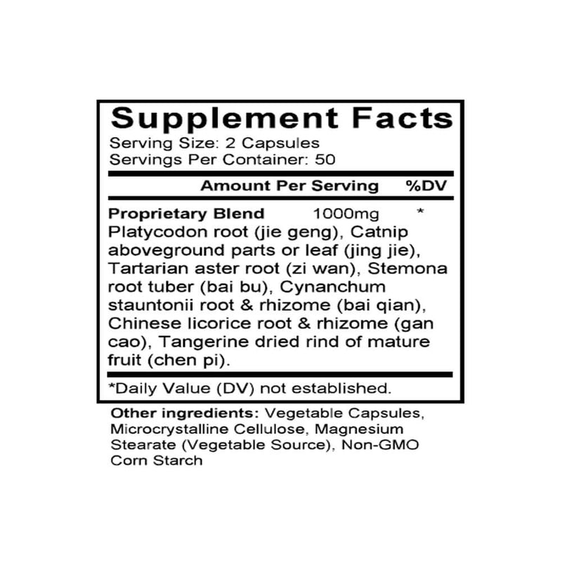 Zhi Sou San (Platycodon & Schizonepeta Formula) (100 Capsules) - Supplement Facts