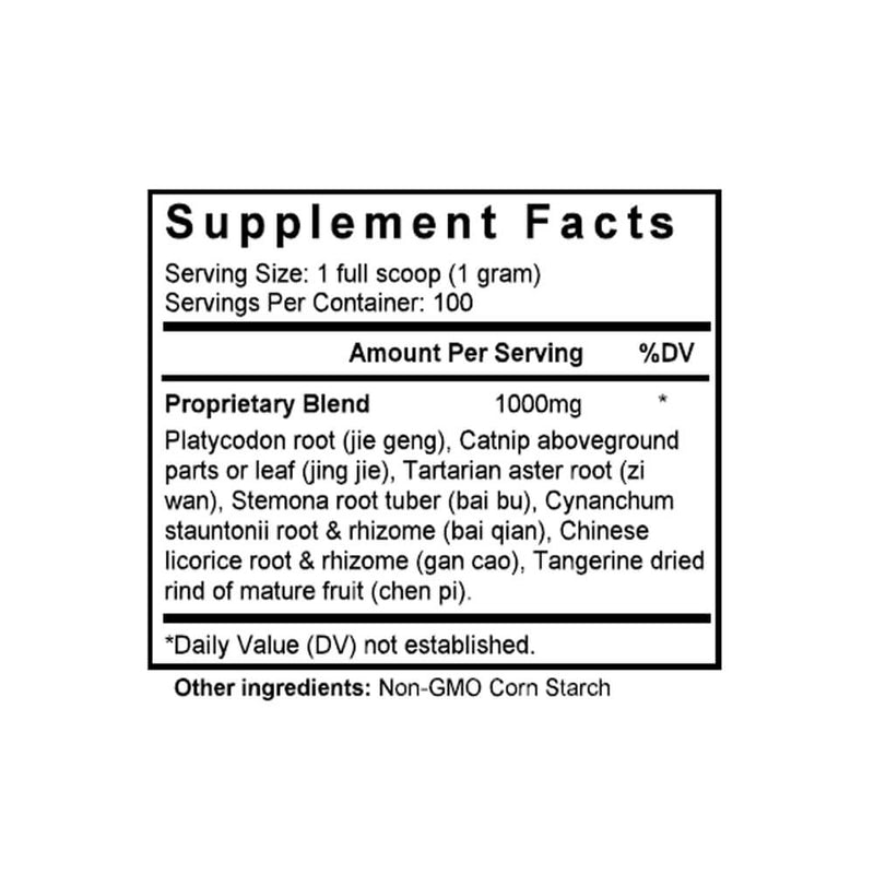 Zhi Sou San (Platycodon & Schizonepeta Formula) (100 Grams Granules) - Supplement Facts