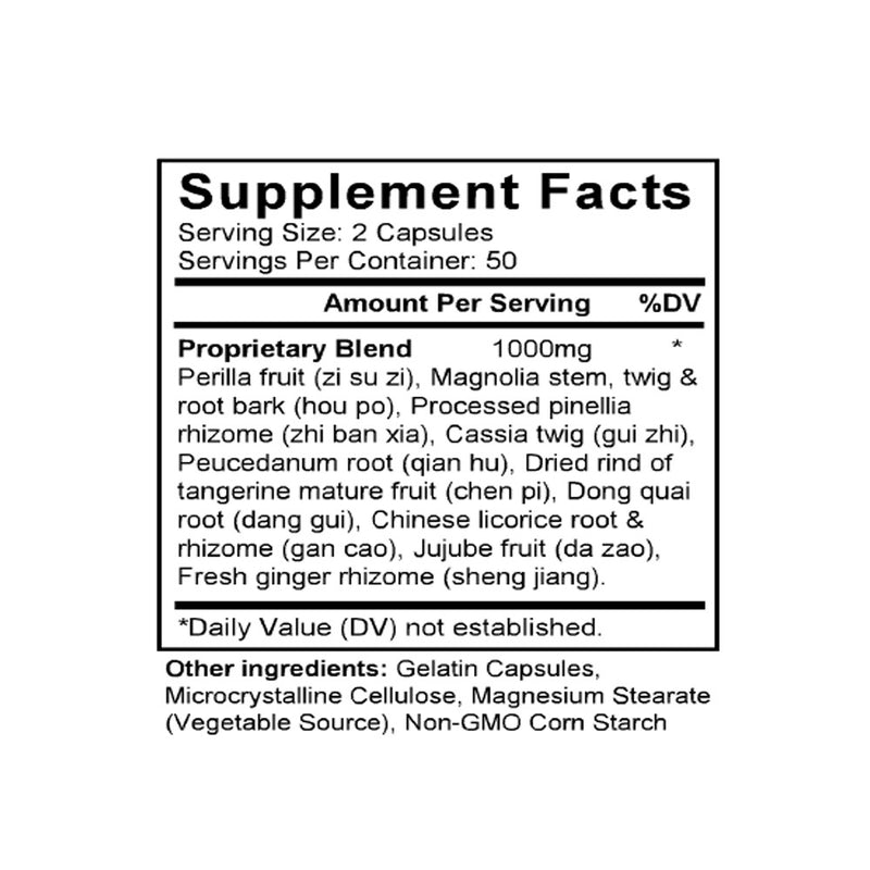 Su Zi Jiang Qi Tang (Perilla Seed Combination) (100 Capsules) - Supplement Facts