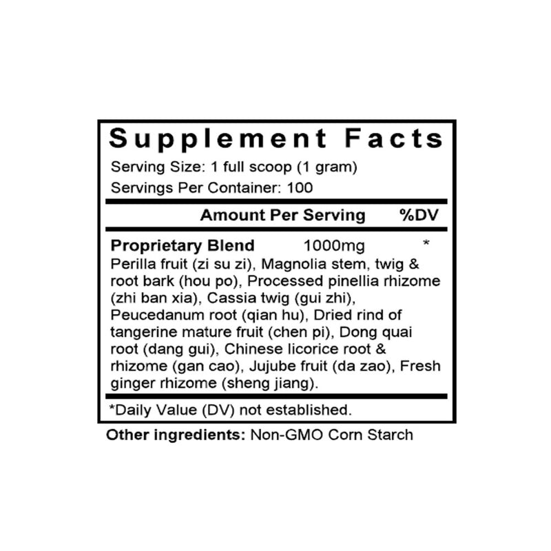 Su Zi Jiang Qi Tang (Perilla Seed Combination) (100 Grams Granules) - Supplement Facts