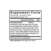 Ba Wei Di Huang Wan (Rehmannia Eight Formula) (100 Grams Granules) - Supplement Facts