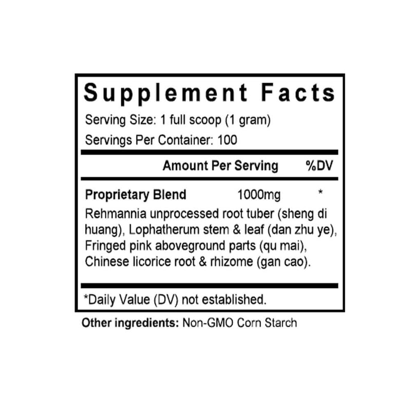 Dao Chi San (Bian Fang) (Rehmannia & Lophatherum Formula) (100 Grams Granules) - Supplement Facts