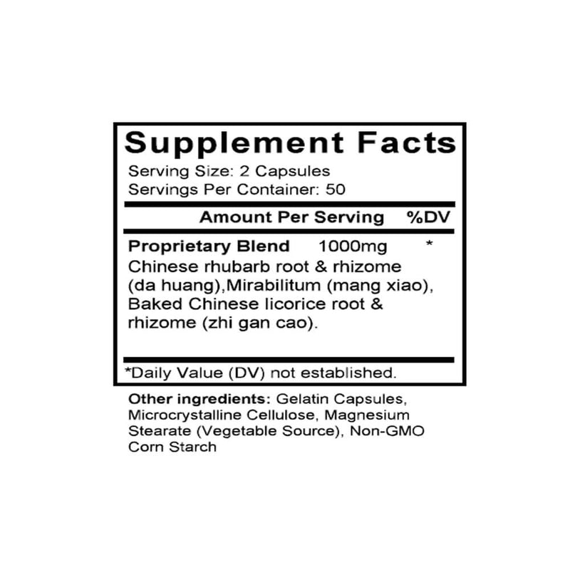 Tiao Wei Cheng Qi Tang (Rhubarb & Mirabilitum Combination) (100 Capsules) - Supplement Facts