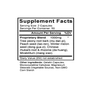 Da Huang Mu Dan Pi Tang (Rhubarb & Moutan Combination) (100 Capsules) - Supplement Facts