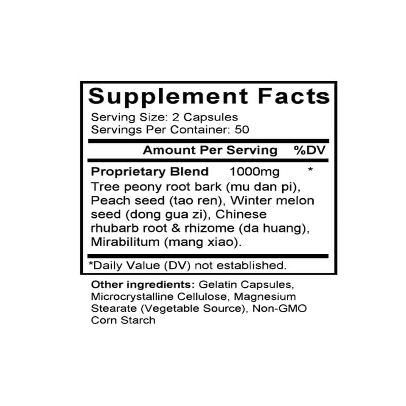 Da Huang Mu Dan Pi Tang (Rhubarb & Moutan Combination) (100 Capsules) - Supplement Facts