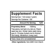 Da Huang Mu Dan Pi Tang (Rhubarb & Moutan Combination) (100 Grams Granules) - Supplement Facts