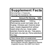 Liu Wei Di Huang Wan (Rehmannia Six Formula) (100 Capsules) - Supplement Facts