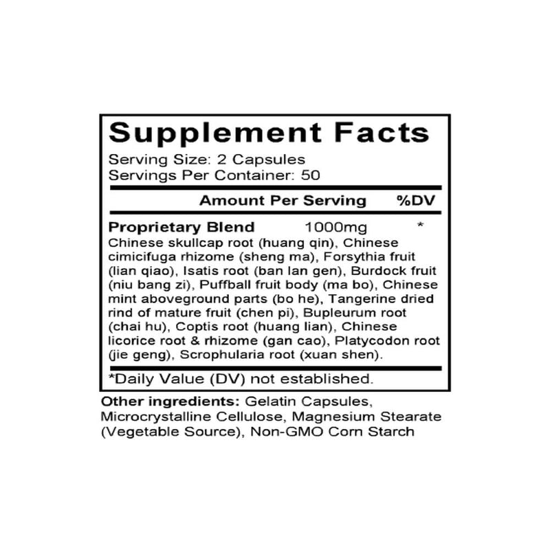 Pu Ji Xiao Du Yin (Scute & Cimicifuga Combination) (100 Capsules) - Supplement Facts