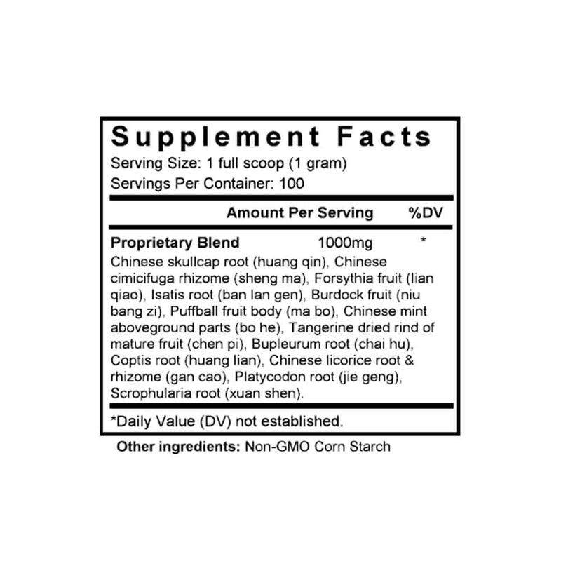 Pu Ji Xiao Du Yin (Scute & Cimicifuga Combination) (100 Grams Granules) - Supplement Facts