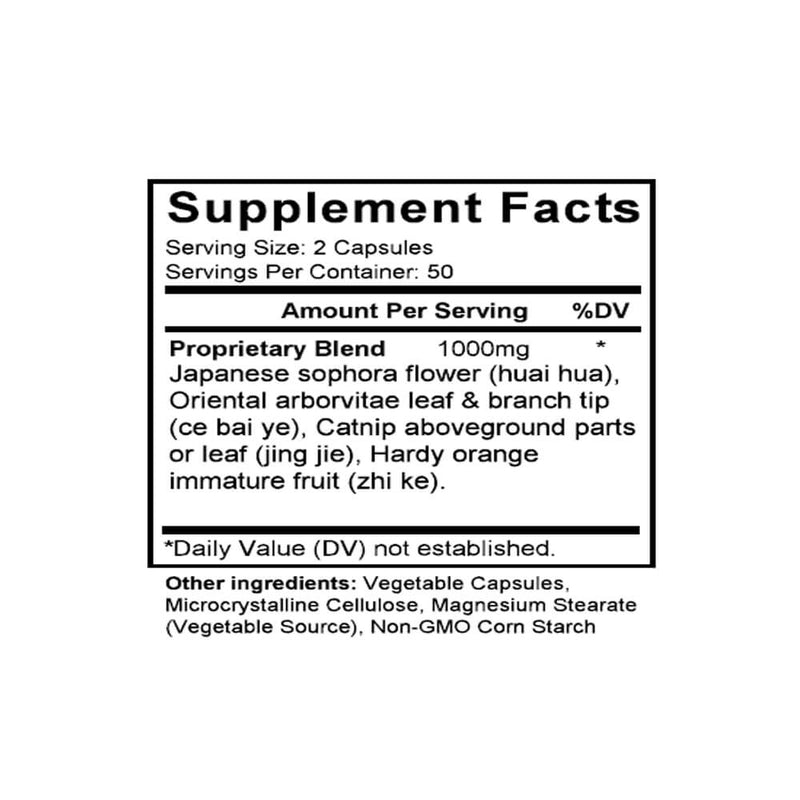 Huai Hua San (Sophora Flower Formula) (100 Capsules) - Supplement Facts