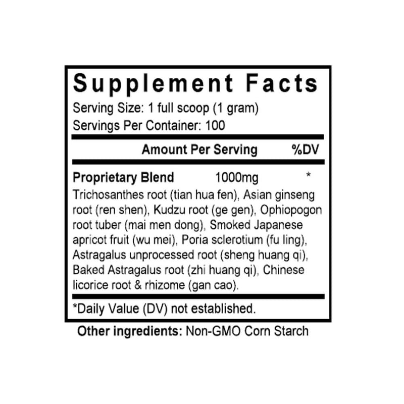 Yu Quan Wan (Trichosanthes & Astragalus Formula) (100 Grams Granules) - Supplement Facts