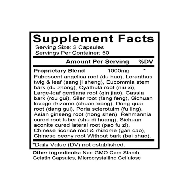 Du Huo Ji Sheng Tang (Bian Fang) (Tu-huo & Loranthus Combination) (100 Capsules) - Supplement Facts