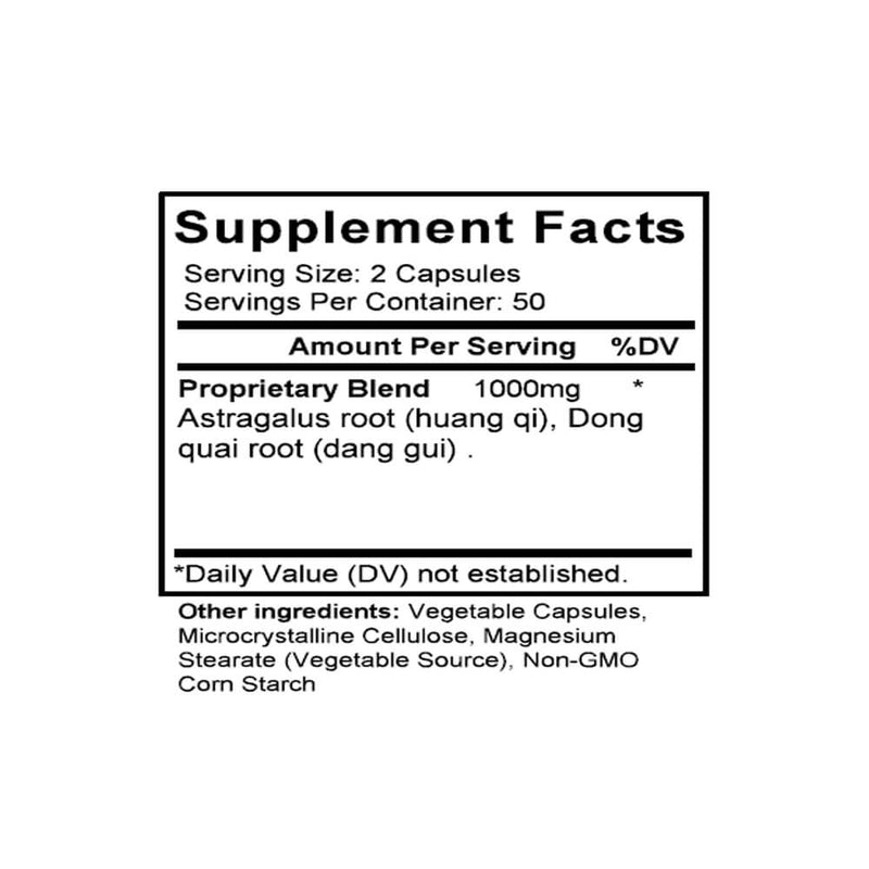 Dang Gui Bu Xue Tang (Tang-kuei & Astragalus Combination) (100 Capsules) - Supplement Facts