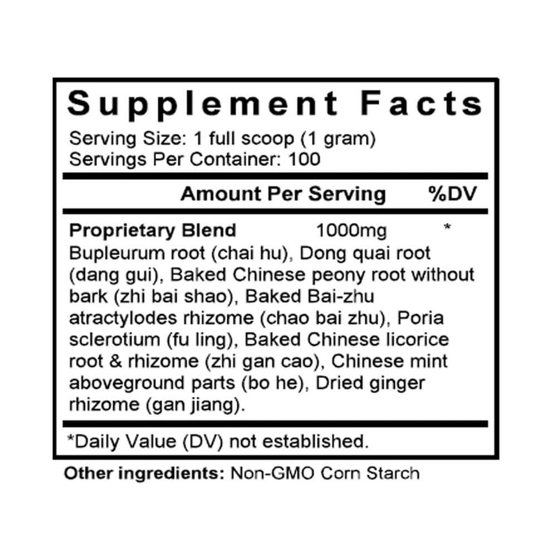 Xiao Yao San (Tang-kuei & Bupleurum Formula) (100 Grams Granules) - Supplement Facts