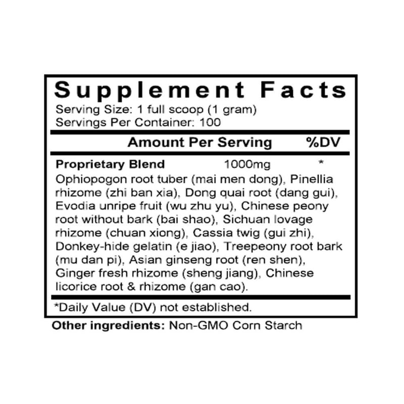 Wen Jing Tang (Tang-kuei & Evodia Combination) (100 Grams Granules) - Supplement Facts