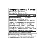 Wen Qing Yin (Tang-kuei & Gardenia Combination) (100 Capsules) - Supplement Facts