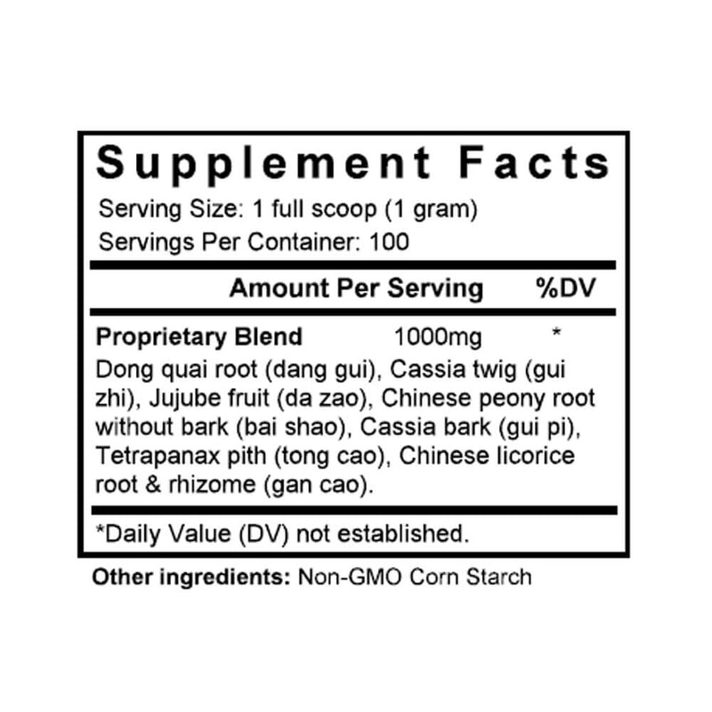 Dang Gui Si Ni Tang (Bian Fang) (Tang-kuei & Jujube Combination) (100 Grams Granules) - Supplement Facts