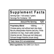 Dang Gui Shao Yao San (Tang-kuei & Peony Formula) (100 Grams Granules) - Supplement Facts
