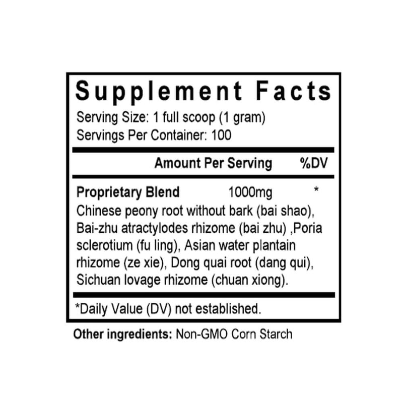 Dang Gui Shao Yao San (Tang-kuei & Peony Formula) (100 Grams Granules) - Supplement Facts