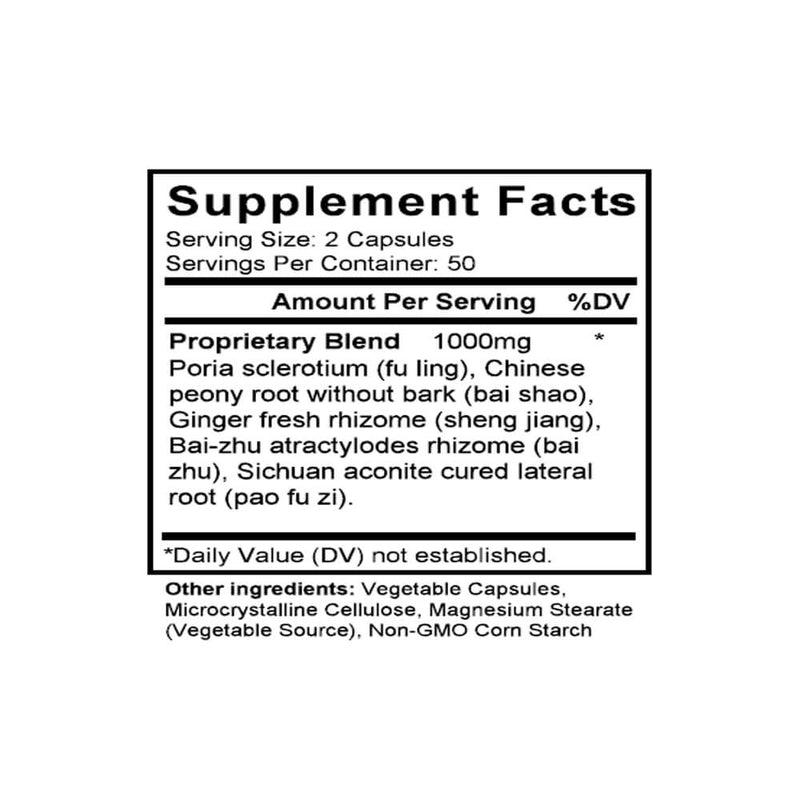 Zhen Wu Tang (Vitality Combination) (100 Capsules) - Supplement Facts