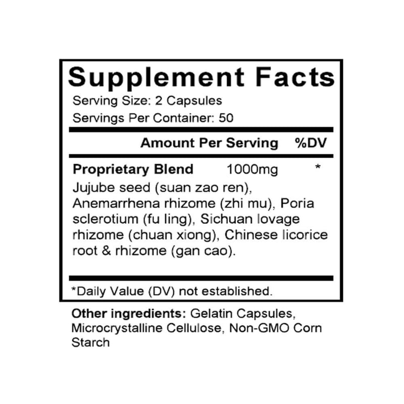 Suan Zao Ren Tang (Zizyphus Combination) (100 Capsules) - Supplement Facts