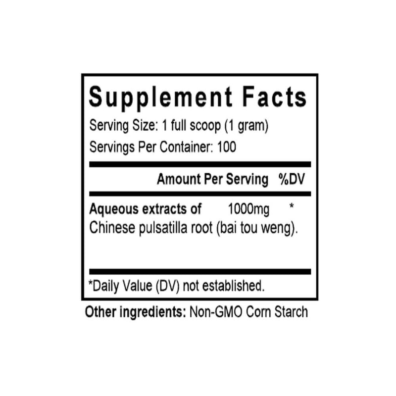 Bai Tou Weng (Pulsatilla) (100 Grams Granules) - Supplement Facts