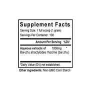 Bai Zhu (Atractylodes (White)) (100 Grams Granules) - Supplement Facts