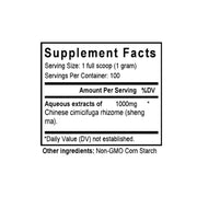 Sheng Ma (Cimicifuga) (100 Grams Granules) - Supplement Facts