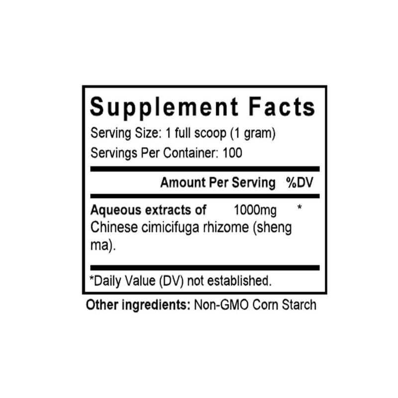 Sheng Ma (Cimicifuga) (100 Grams Granules) - Supplement Facts