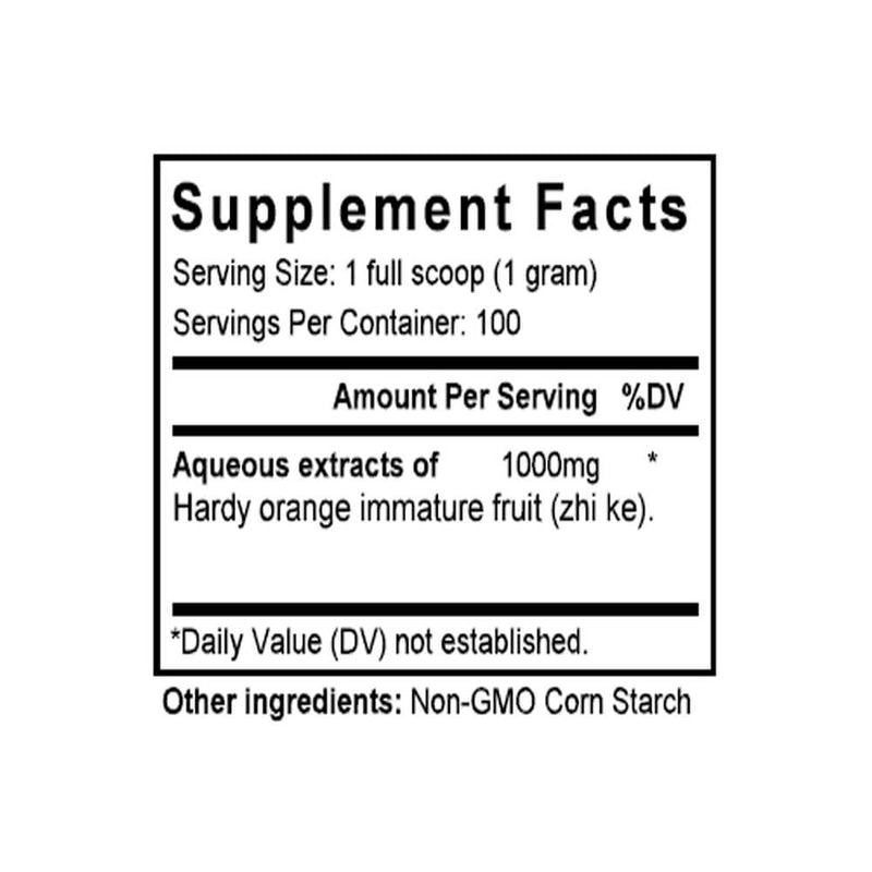 Zhi Ke (Aurantium Fruit Chih-ko) (100 Grams Granules) - Supplement Facts