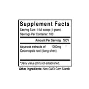 Dang Shen (Codonopsis) (100 Grams Granules) - Supplement Facts