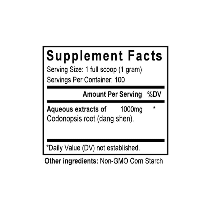 Dang Shen (Codonopsis) (100 Grams Granules) - Supplement Facts