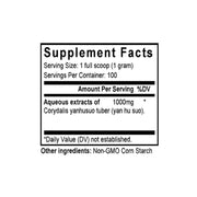 Yan Hu Suo (Yuan Hu) (Corydalis) (100 Grams Granules) - Supplement Facts
